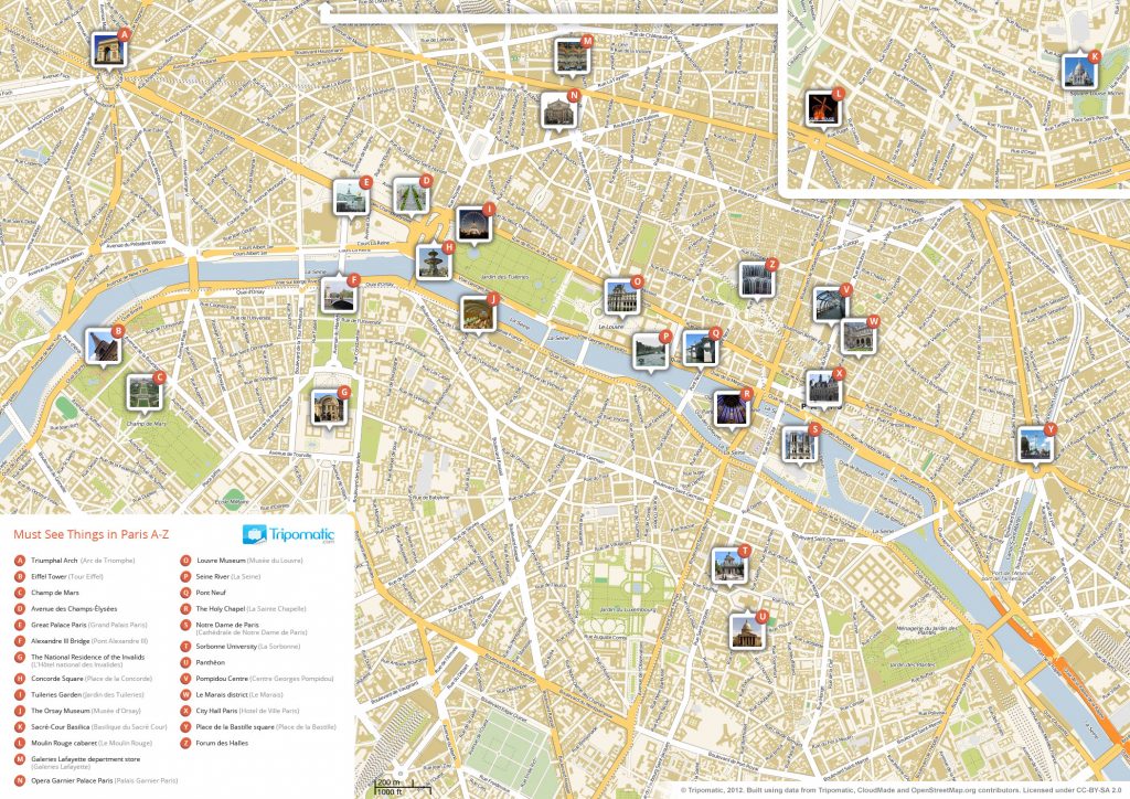 Mapa de atracciones Paris